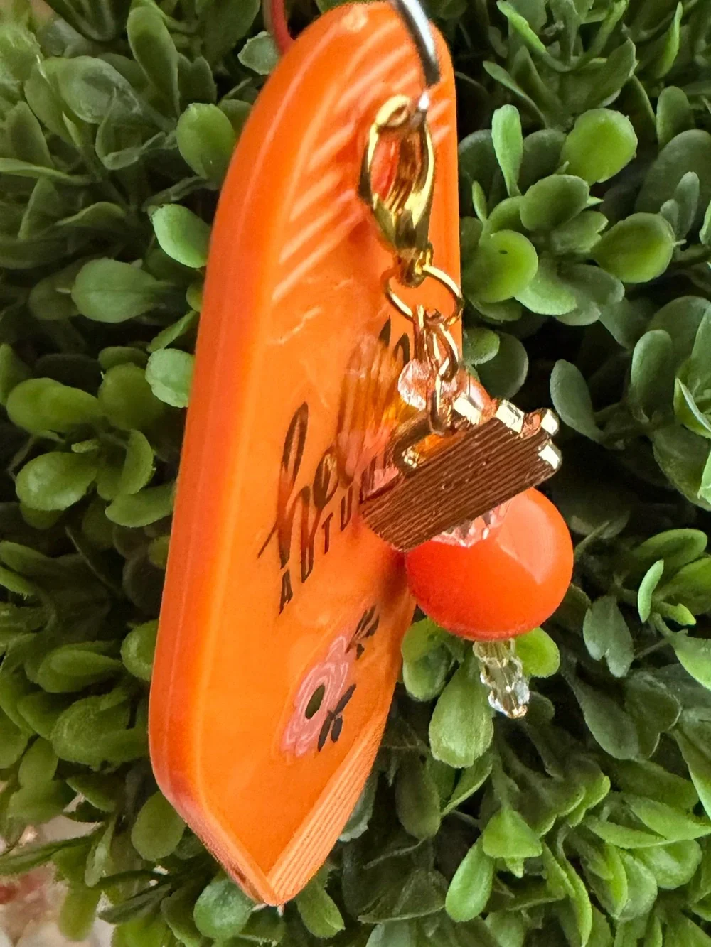 Orange Beaded Key & Card Holder Charm - Women Accessories